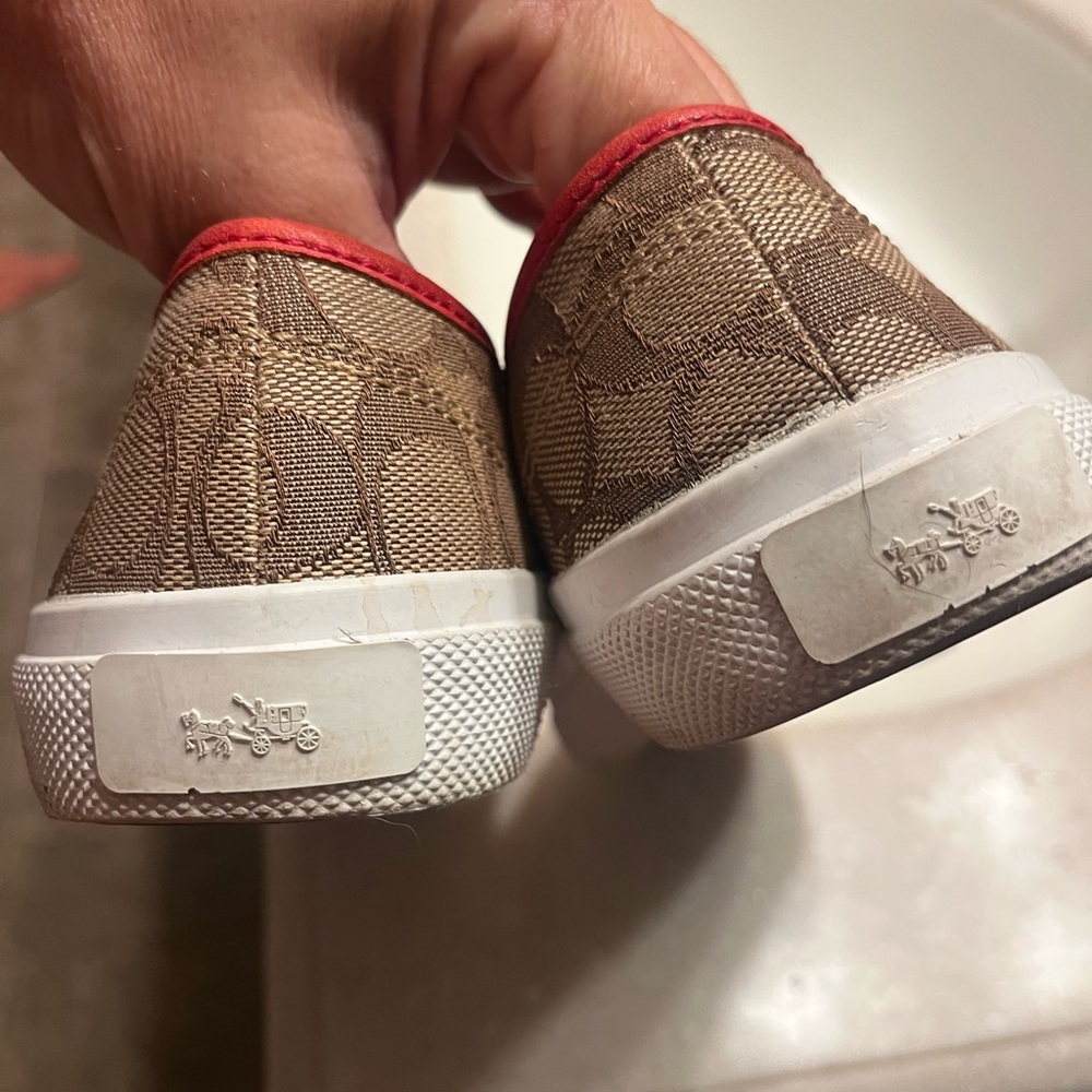 Coach Brown and Red Slip-On Shoes - Picture 3 of 5